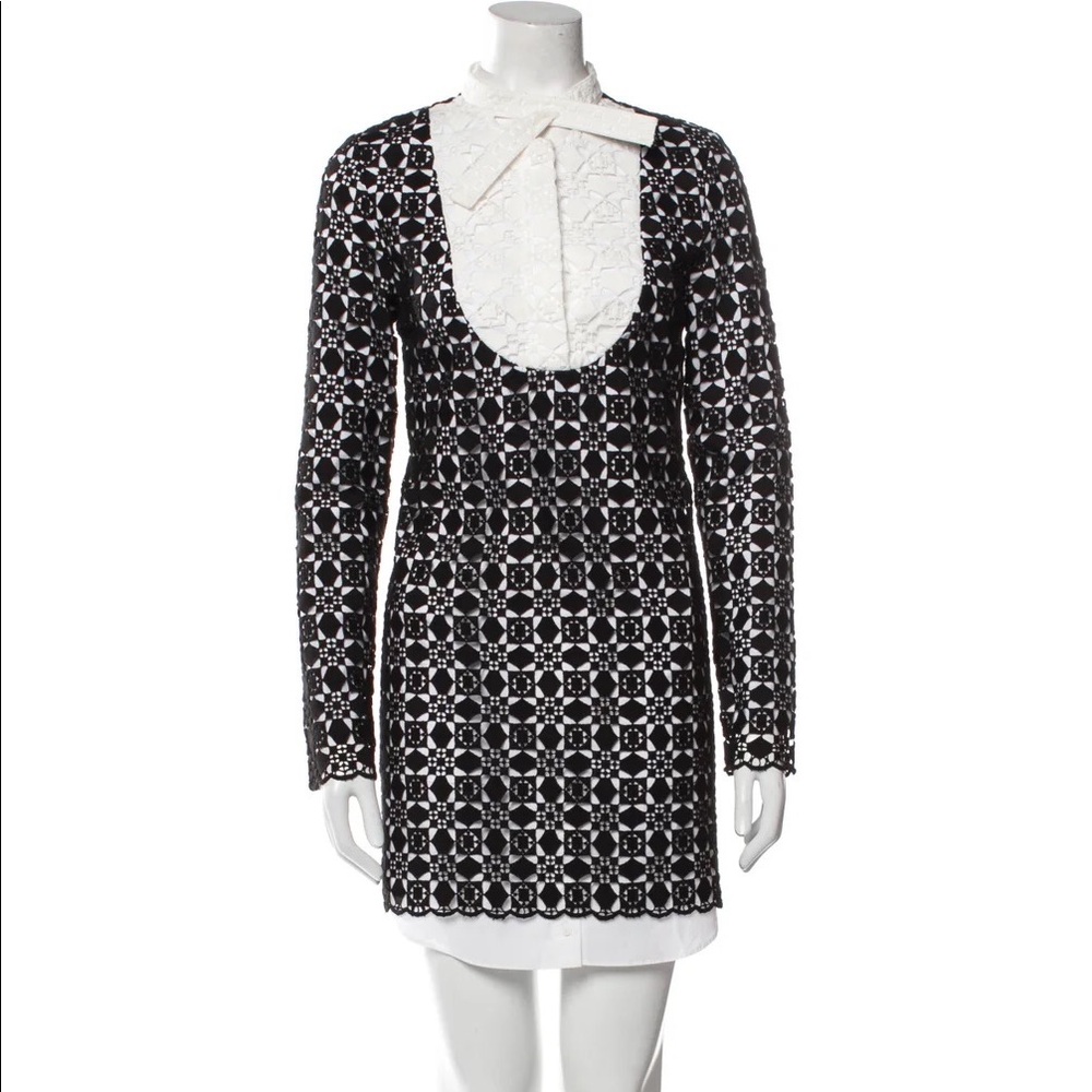 Goen. J Black & White Crochet Twee Shift Dress NWT